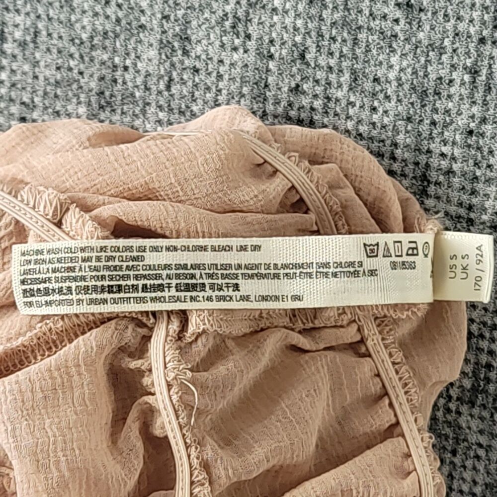 NWT Intimately Free People Smocked Bodysuit S Blush Pink Flutter Sleeve Ruffle - Picture 5 of 9